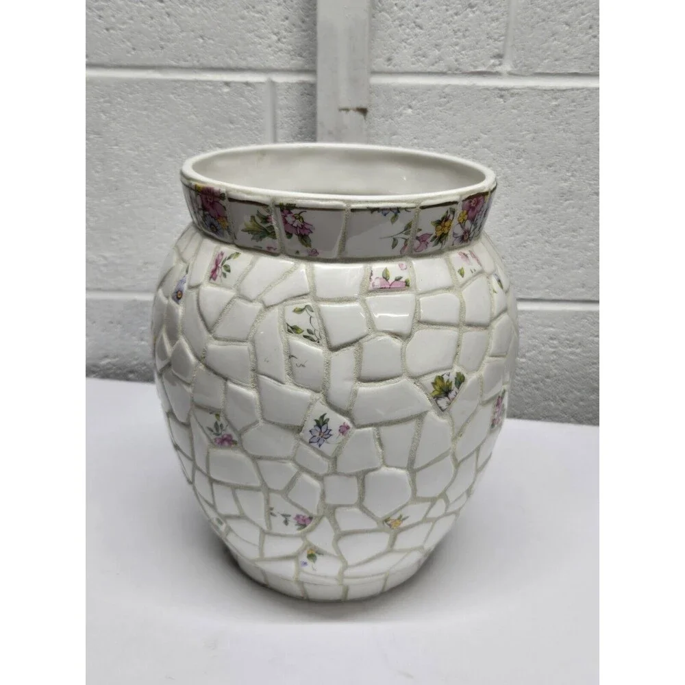 Mosaic Tile Vase Vintage 9.75
